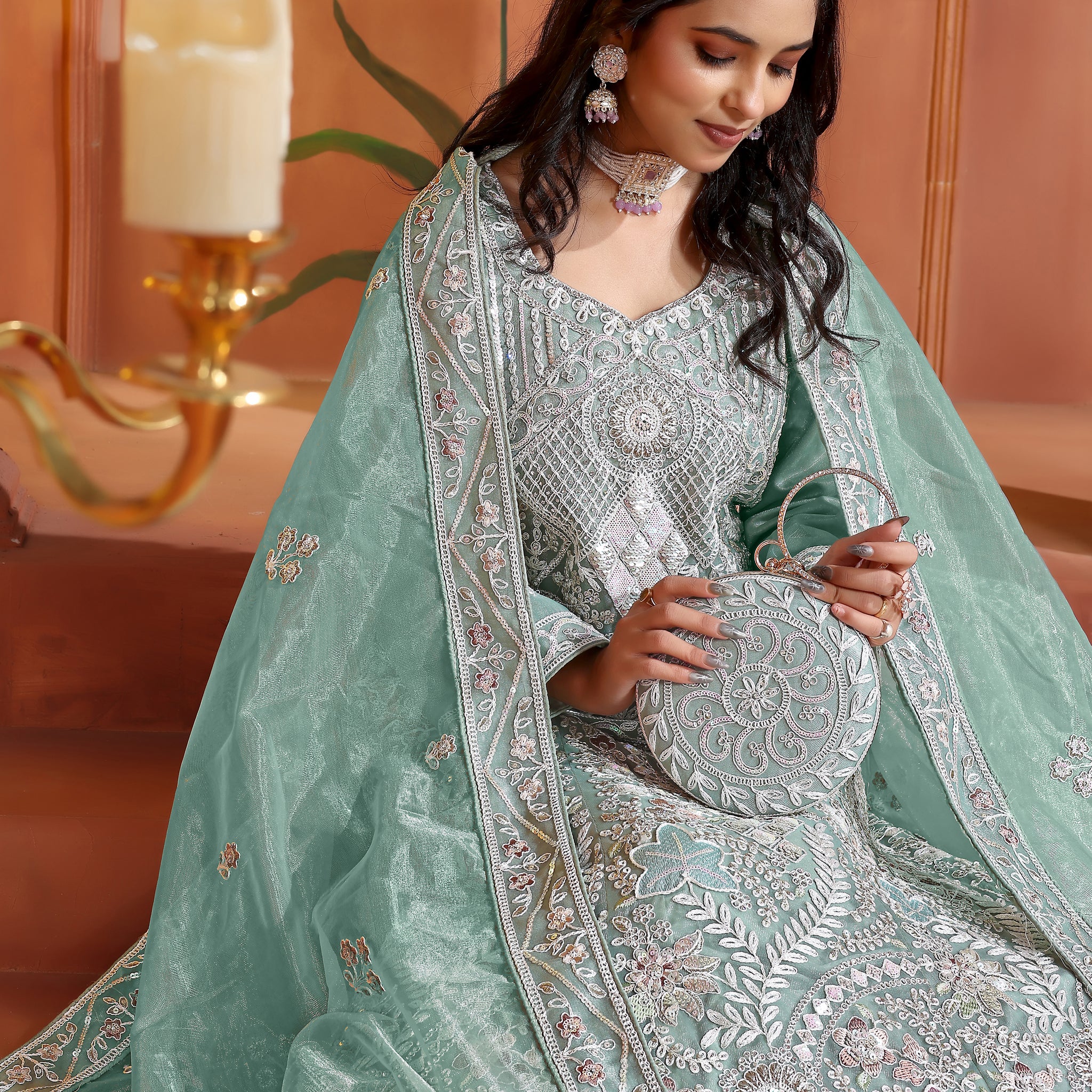 Baad-e-Nazuk Lehenga Choli with Purse